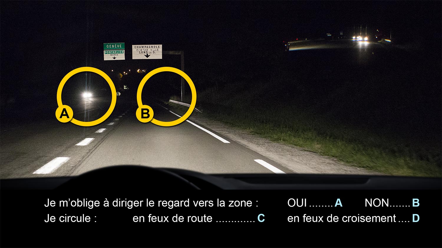 Code de la route en ligne Conduite de nuit et par mauvais temps